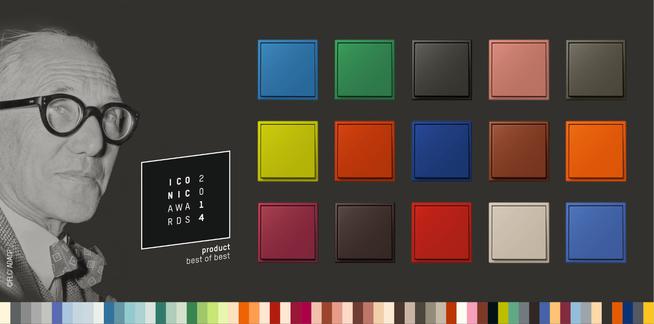 Stromschalter in den Le-Corbusier-Farben