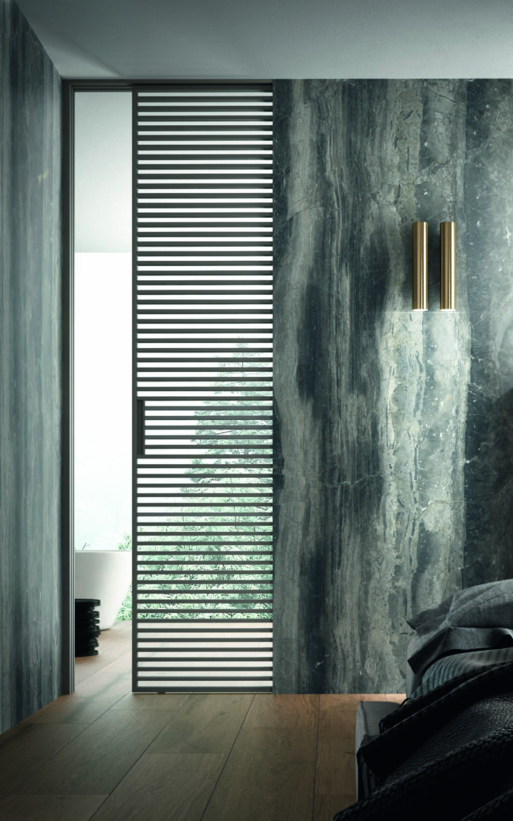 Schlafzimmer mit XXL Marazzi Fliesen